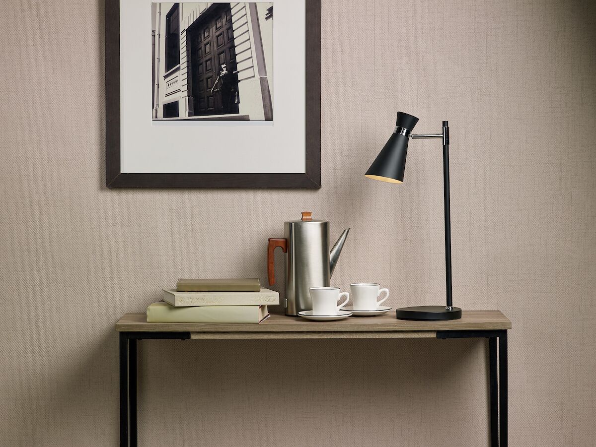 Ashworth Table Lamp Matt Black & Polished Chrome<br>Matt Black - Image 4