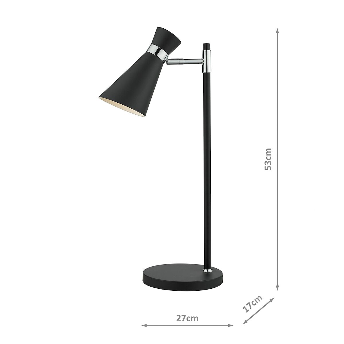 Ashworth Table Lamp Matt Black & Polished Chrome<br>Matt Black - Image 2