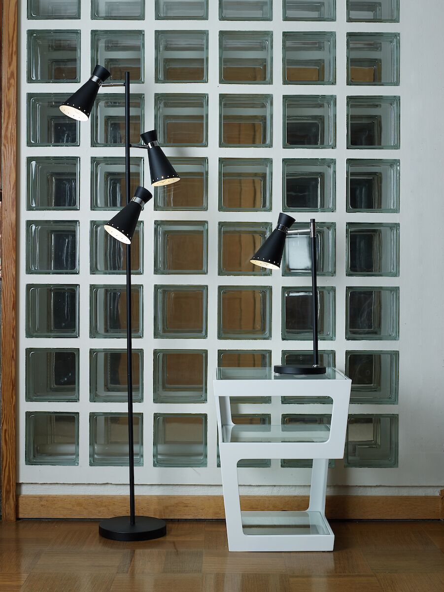 Ashworth 3 Light Floor Lamp Matt Black & Polished Chrome<br>Matt Black - Image 3