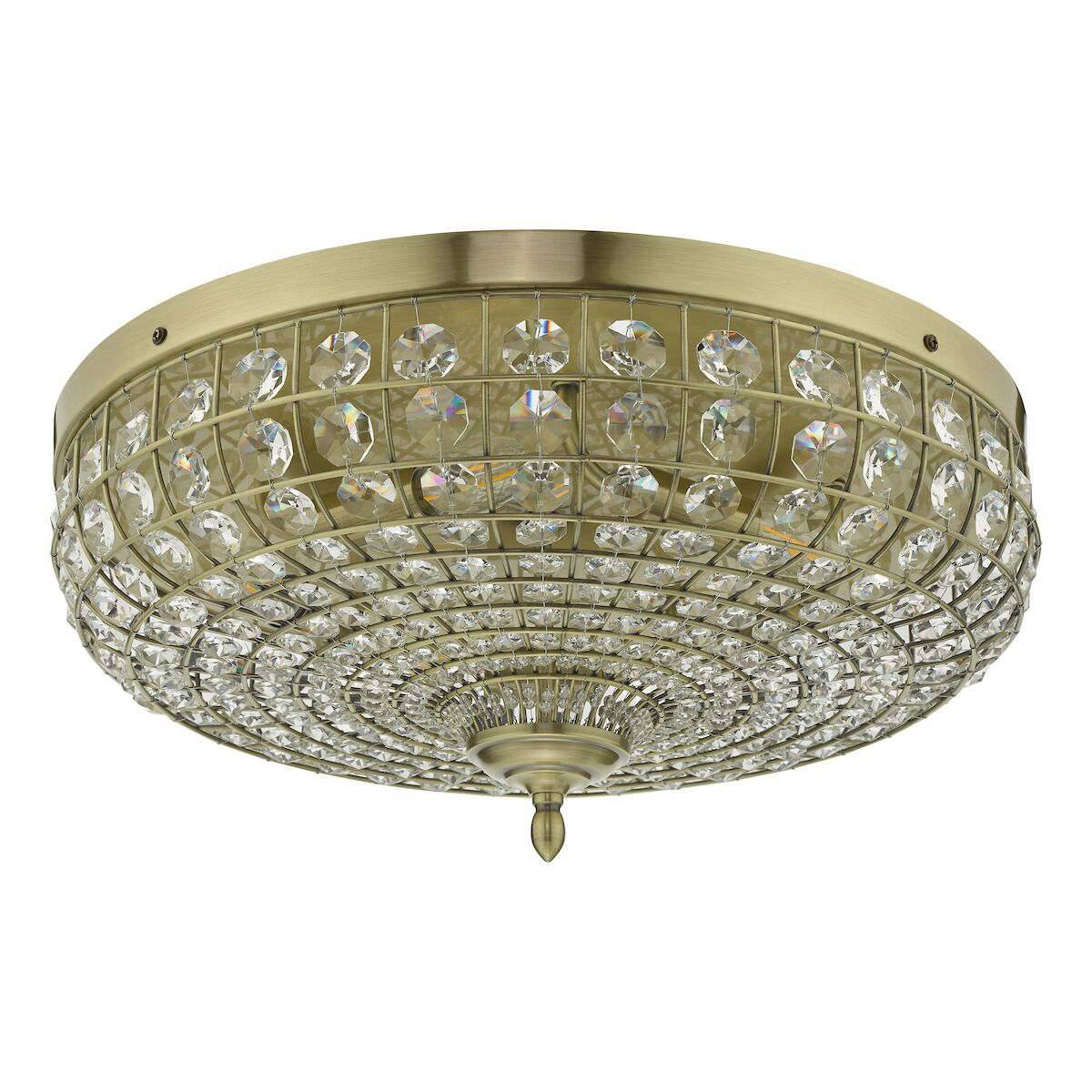 Asmara 5 Light Flush Antique Brass Crystal<br>Crystal - Image 2