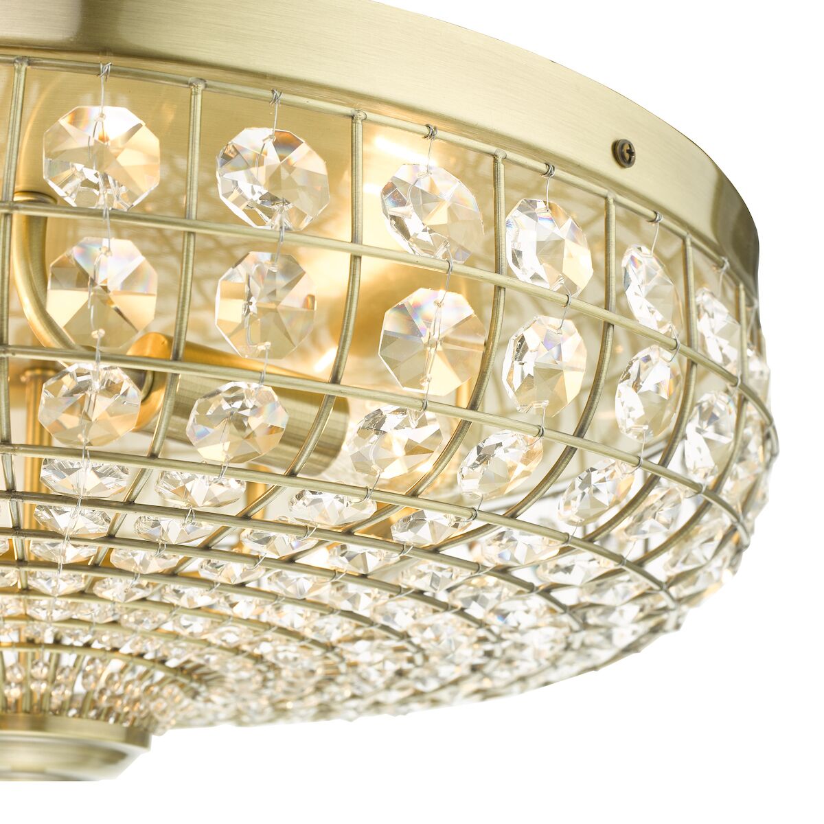 Asmara 5 Light Flush Antique Brass Crystal<br>Crystal - Image 4