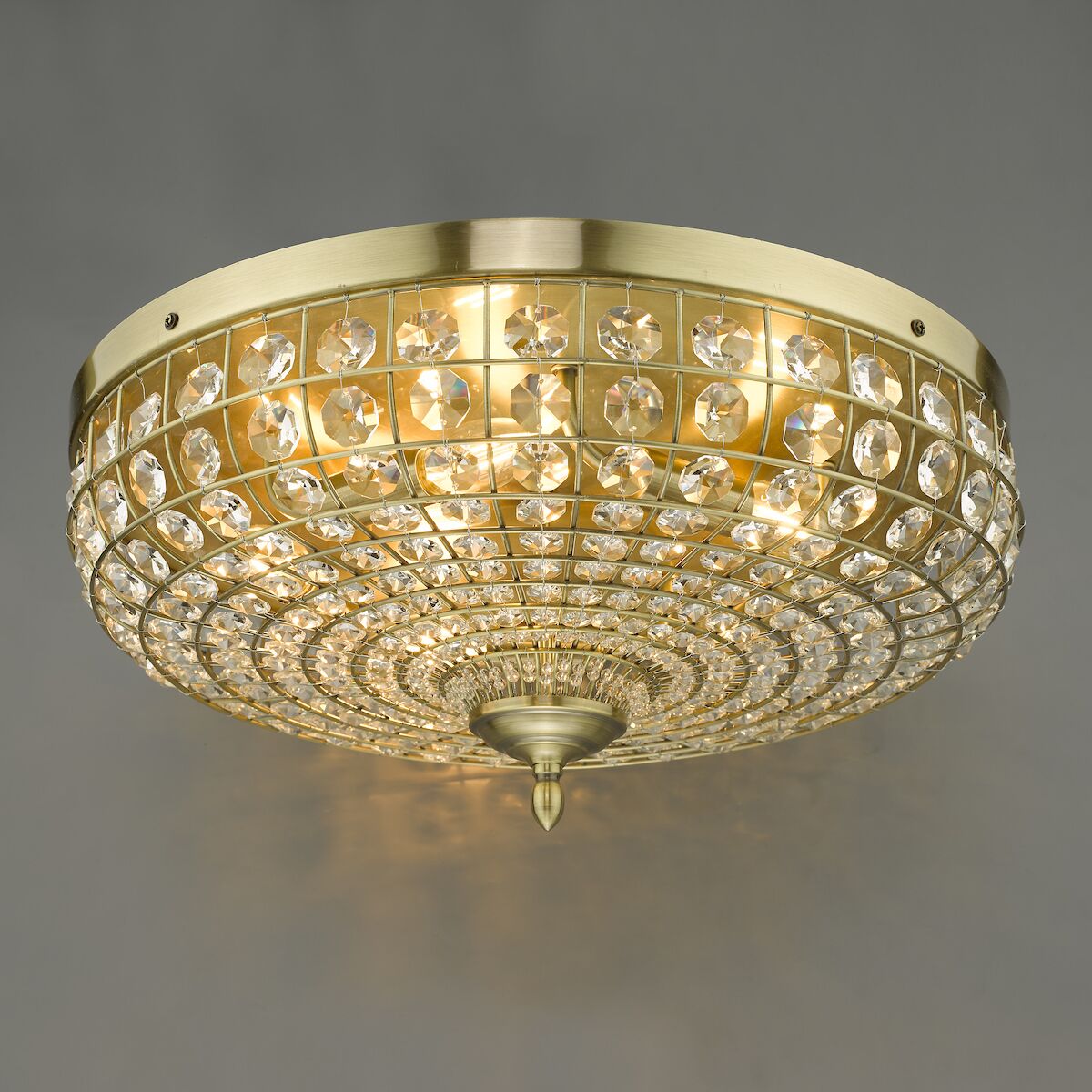 Asmara 5 Light Flush Antique Brass Crystal<br>Crystal - Image 5
