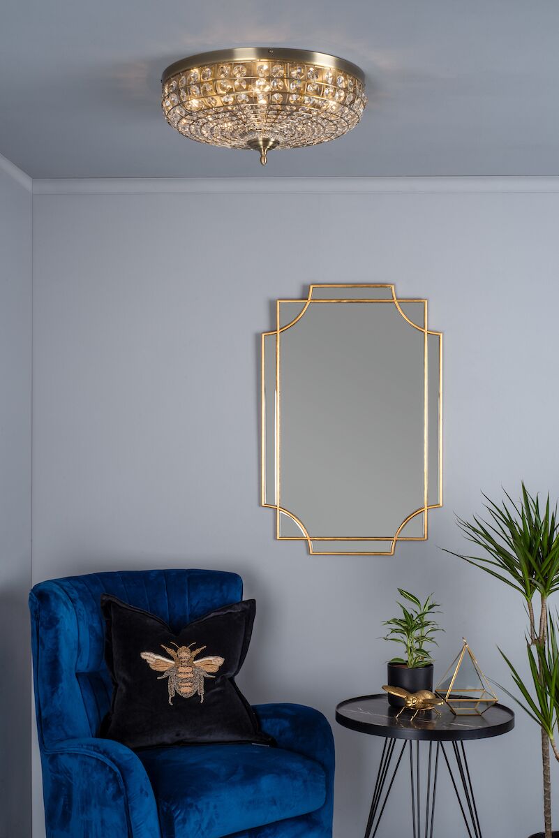 Asmara 5 Light Flush Antique Brass Crystal<br>Crystal - Image 6