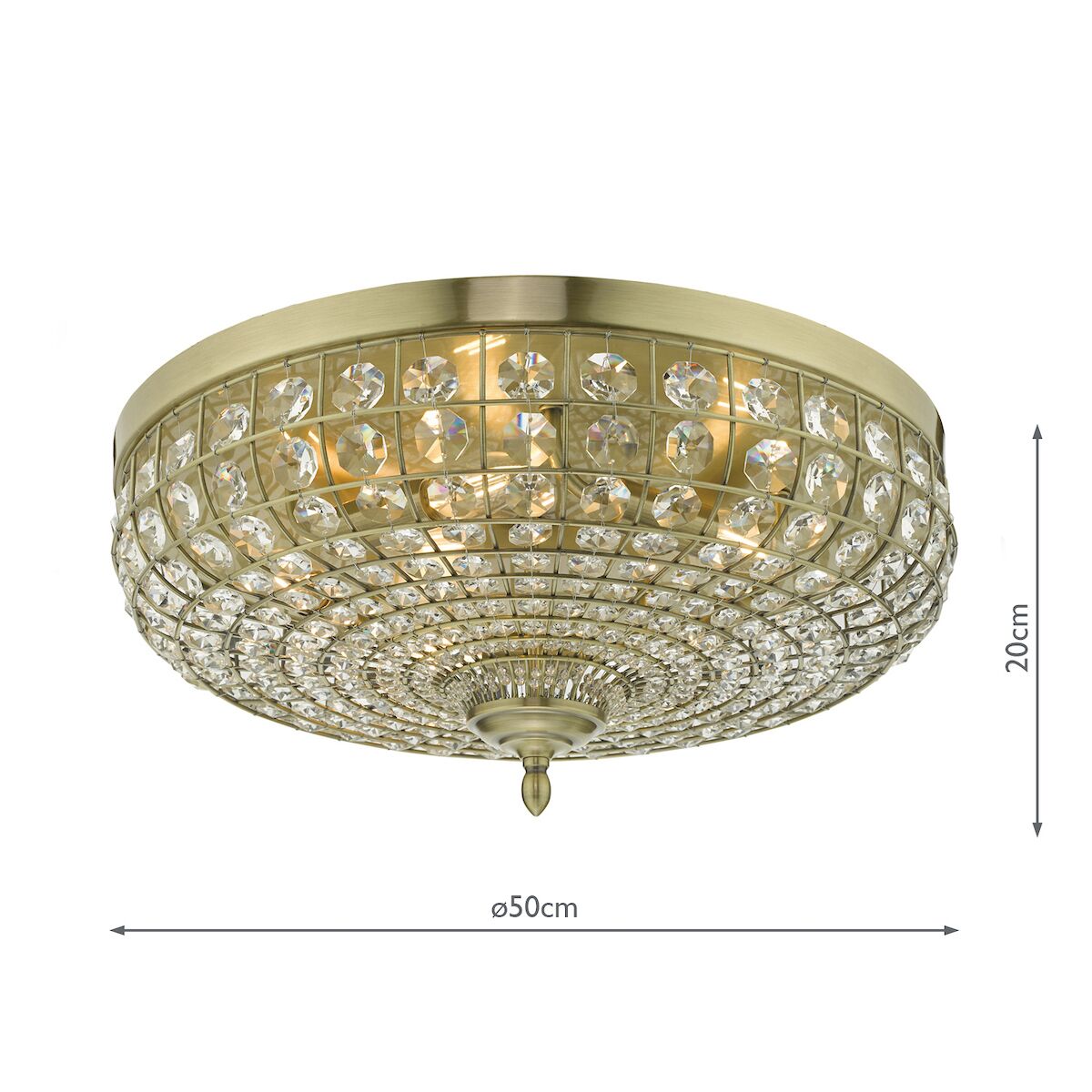 Asmara 5 Light Flush Antique Brass Crystal<br>Crystal - Image 7
