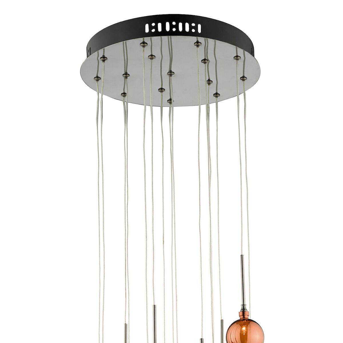 Aurelia 15lt Cluster Pendant Black Chrome & Copper/Bronze Glass<br>Polished Black Chrome - Image 4