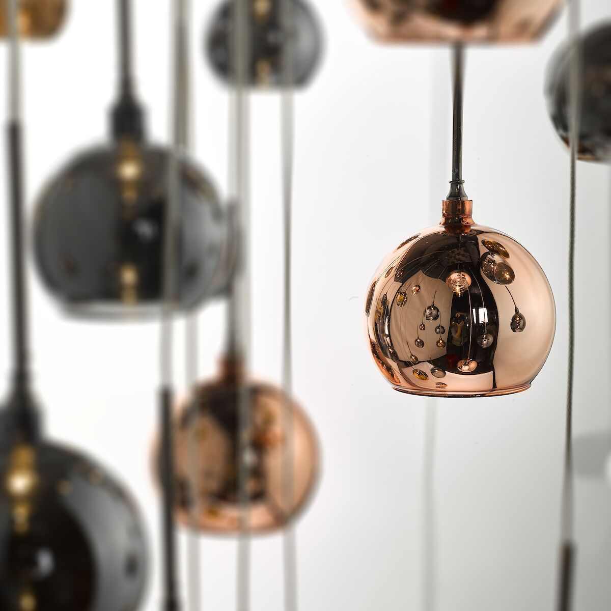 Aurelia 30lt Cluster Pendant Black Chrome & Copper/Bronze Glass 3M Drop<br>Polished Black Chrome - Image 2