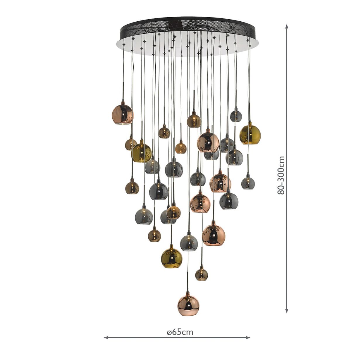 Aurelia 30lt Cluster Pendant Black Chrome & Copper/Bronze Glass 3M Drop<br>Polished Black Chrome - Image 5