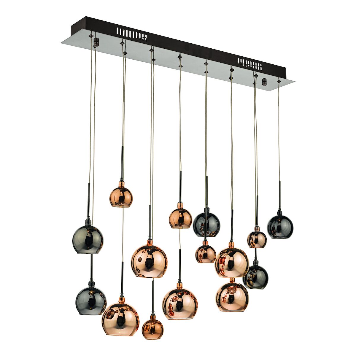 Aurelia 15lt Bar Pendant Black Chrome & Copper/Bronze GlassPolished Black Chrome