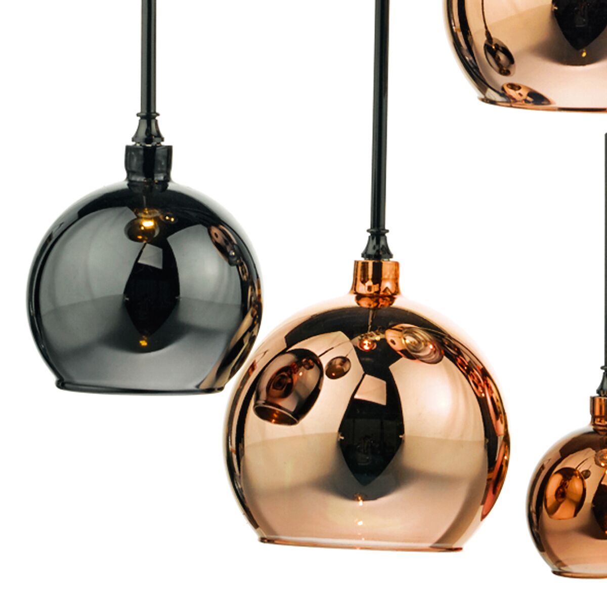 Aurelia 15lt Bar Pendant Black Chrome & Copper/Bronze GlassPolished Black Chrome - Image 5