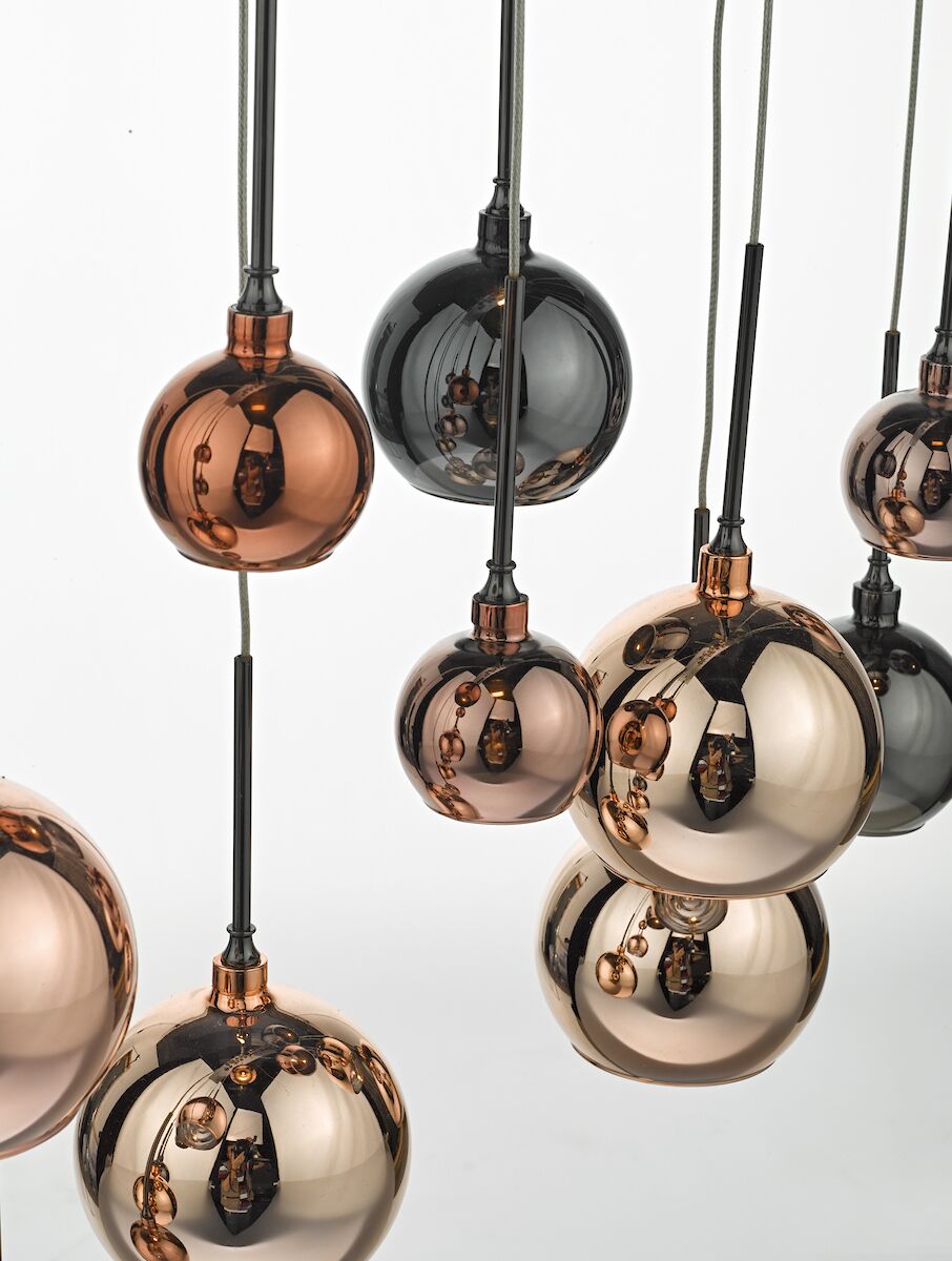 Aurelia 15lt Bar Pendant Black Chrome & Copper/Bronze GlassPolished Black Chrome - Image 4