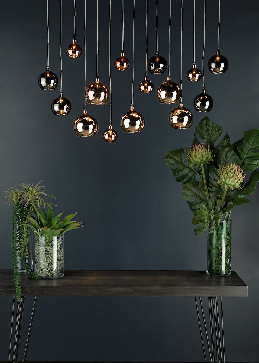 Aurelia 15lt Bar Pendant Black Chrome & Copper/Bronze GlassPolished Black Chrome - Image 3