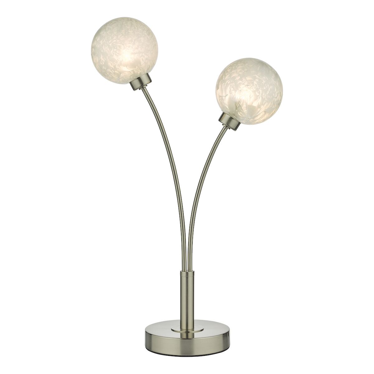 Avari 2 Light Table Lamp Satin Nickel Frosted Glass<br>Satin Nickel