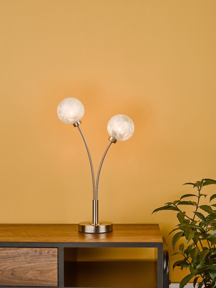 Avari 2 Light Table Lamp Satin Nickel Frosted Glass<br>Satin Nickel - Image 6