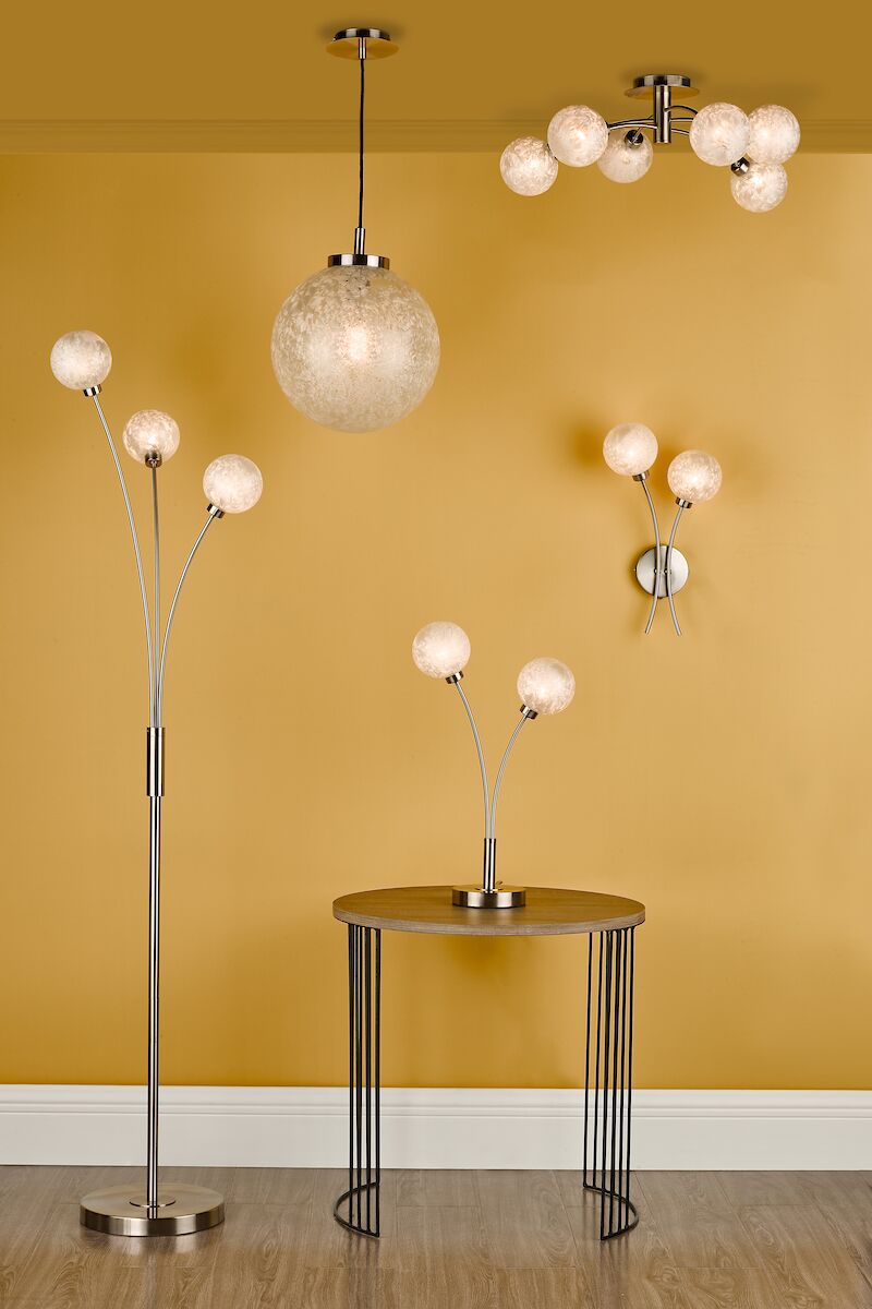 Avari 2 Light Table Lamp Satin Nickel Frosted Glass<br>Satin Nickel - Image 8
