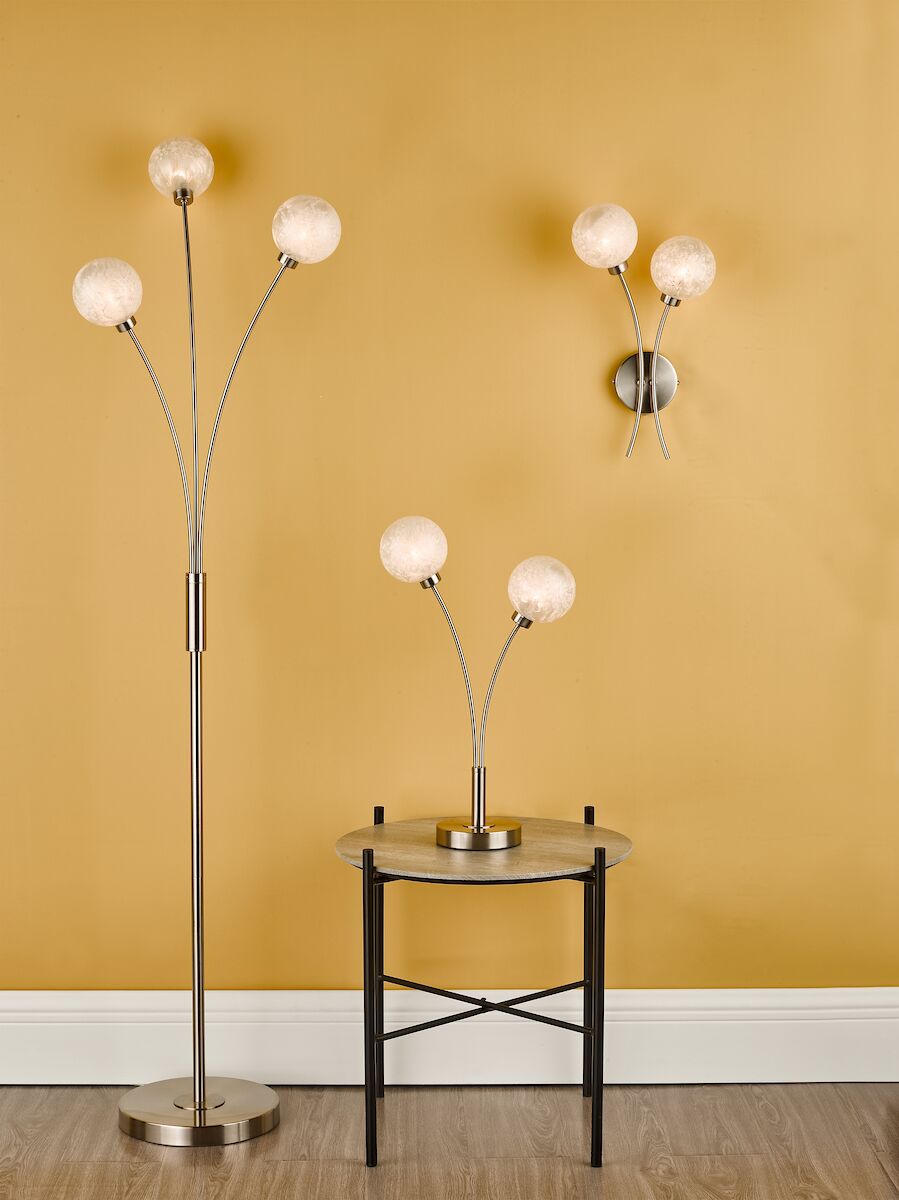 Avari 2 Light Table Lamp Satin Nickel Frosted Glass<br>Satin Nickel - Image 10
