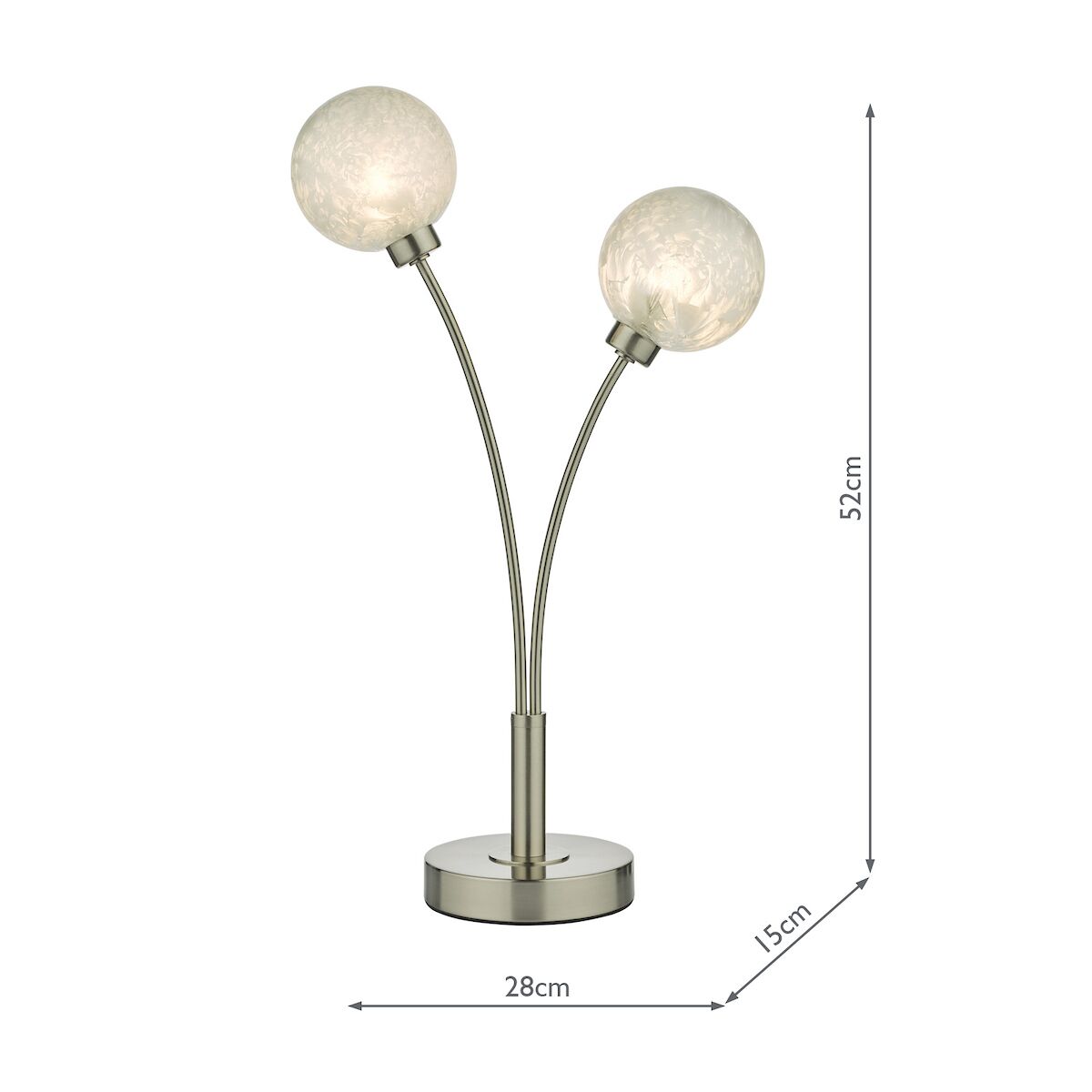 Avari 2 Light Table Lamp Satin Nickel Frosted Glass<br>Satin Nickel - Image 11