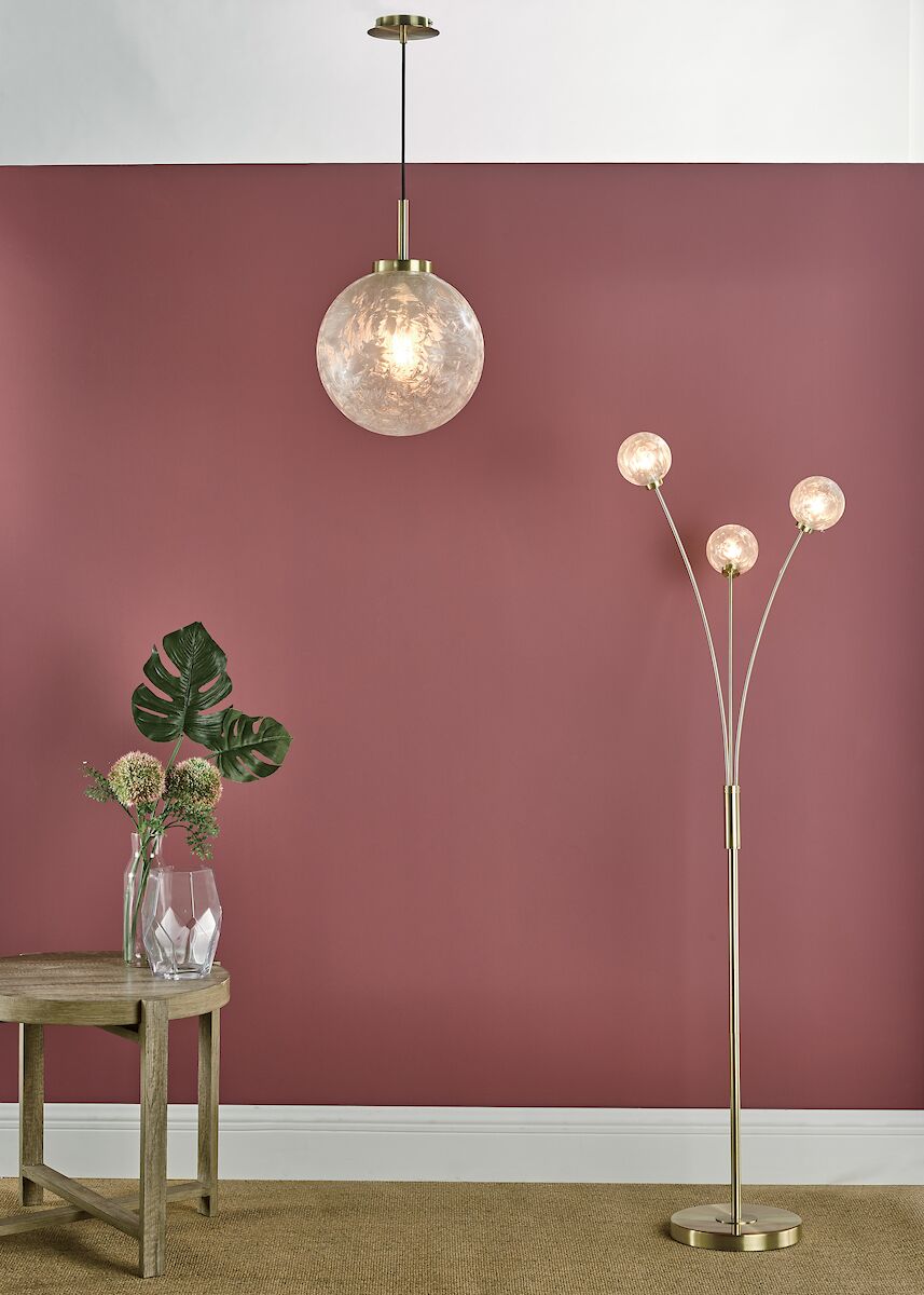 Avari 3 Light Floor Lamp Satin Brass Glass<br>Satin Brass - Image 3