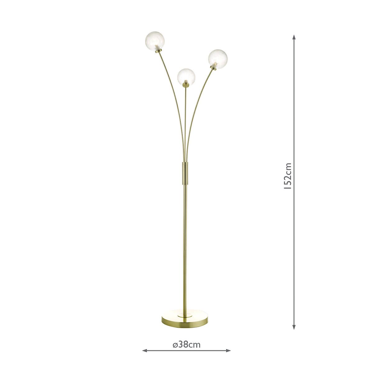 Avari 3 Light Floor Lamp Satin Brass Glass<br>Satin Brass - Image 5