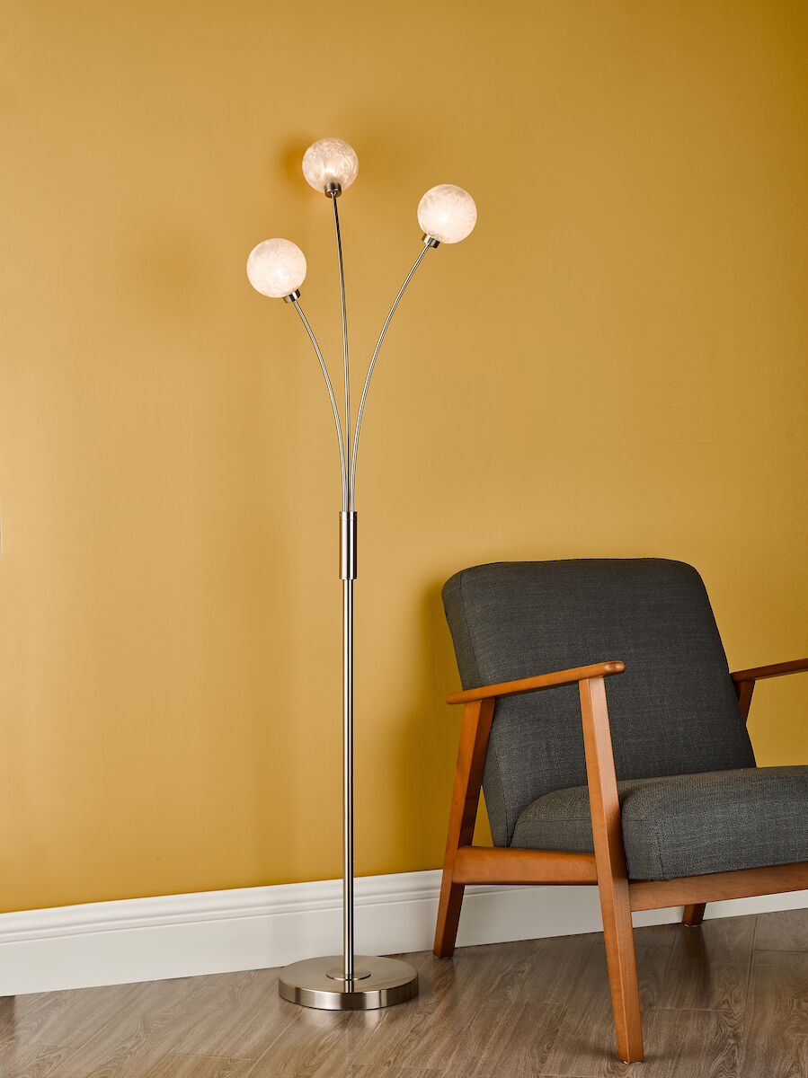 Avari 3 Light Floor Lamp Satin Nickel Frosted Glass<br>Satin Nickel - Image 6