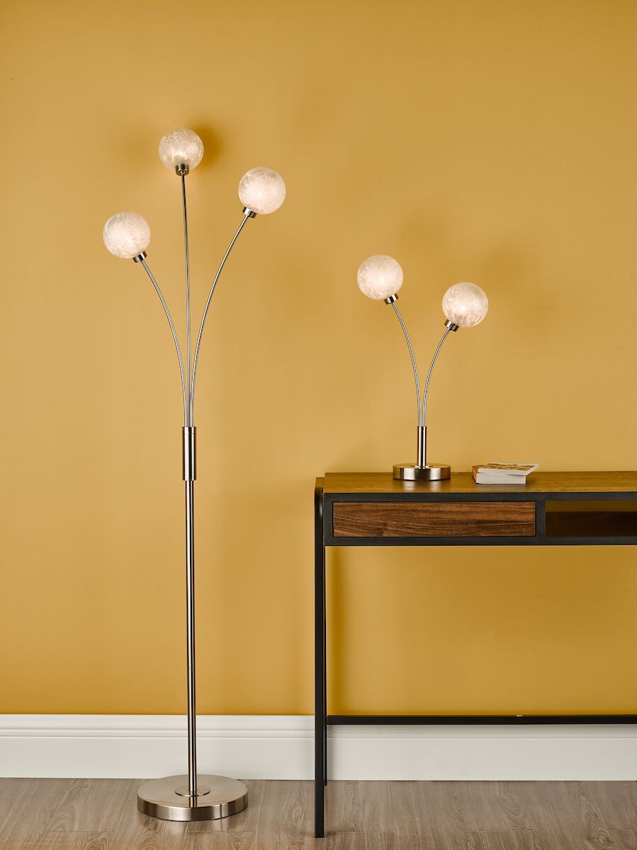 Avari 3 Light Floor Lamp Satin Nickel Frosted Glass<br>Satin Nickel - Image 8
