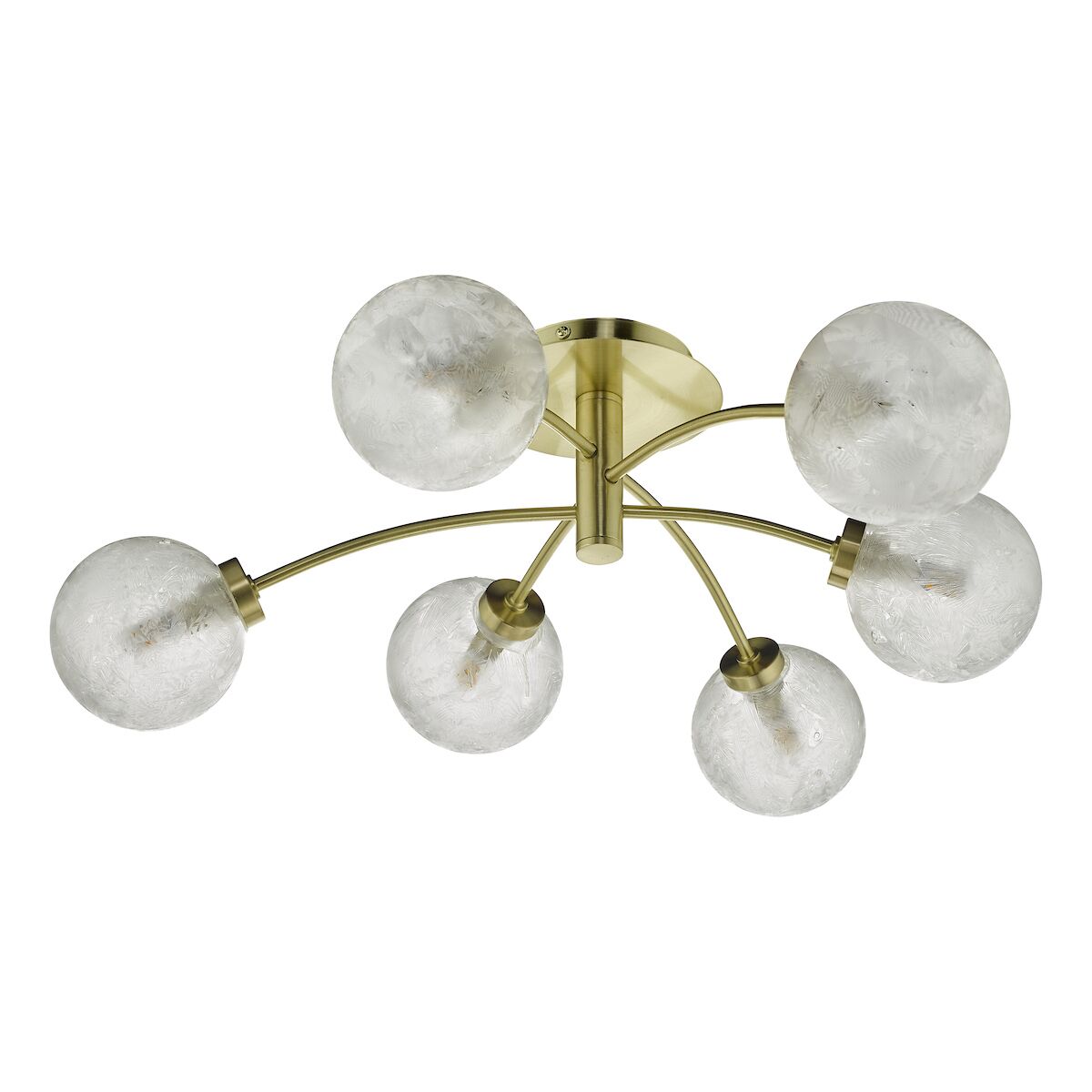 Avari 6 Light Semi Flush Satin Brass And Clear Frosted Glass<br>Satin Brass - Image 2