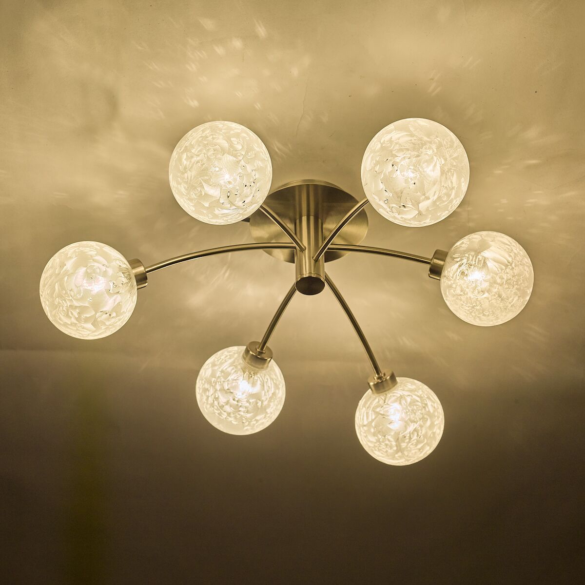 Avari 6 Light Semi Flush Satin Nickel Frosted Glass<br>Satin Nickel - Image 5