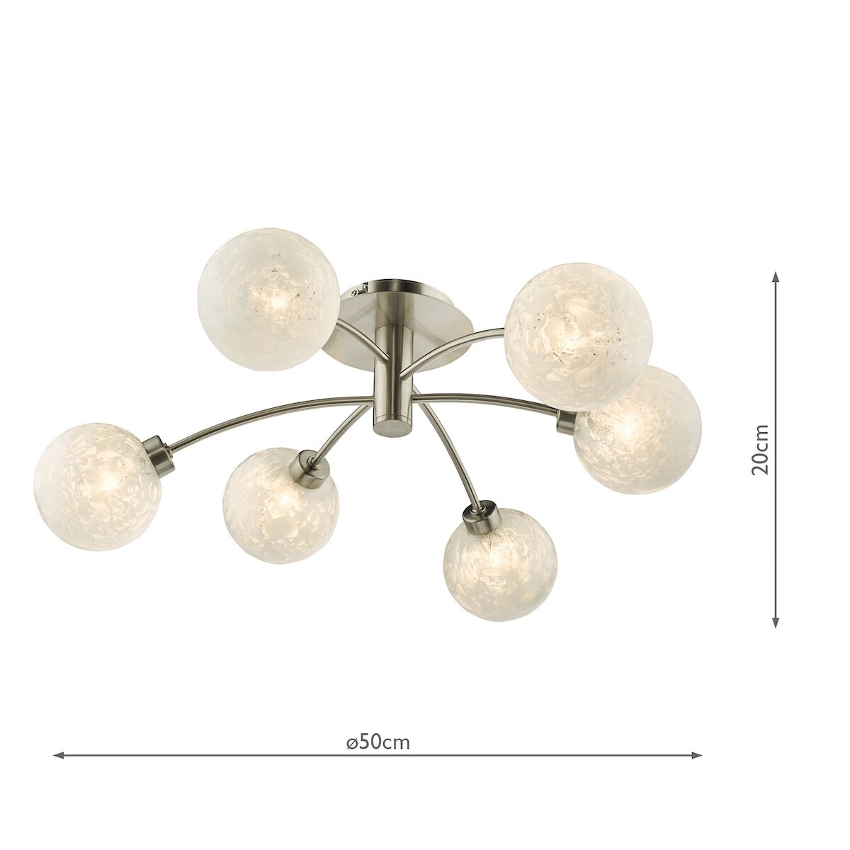 Avari 6 Light Semi Flush Satin Nickel Frosted Glass<br>Satin Nickel - Image 8