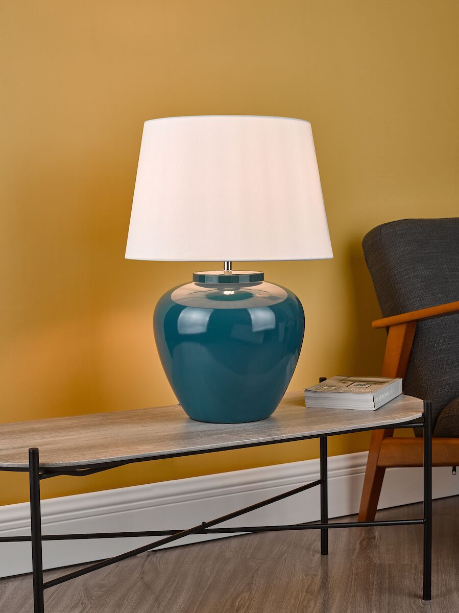 Ayla Table Lamp Blue Ceramic With Shade <br>Blue Ceramic - Image 3
