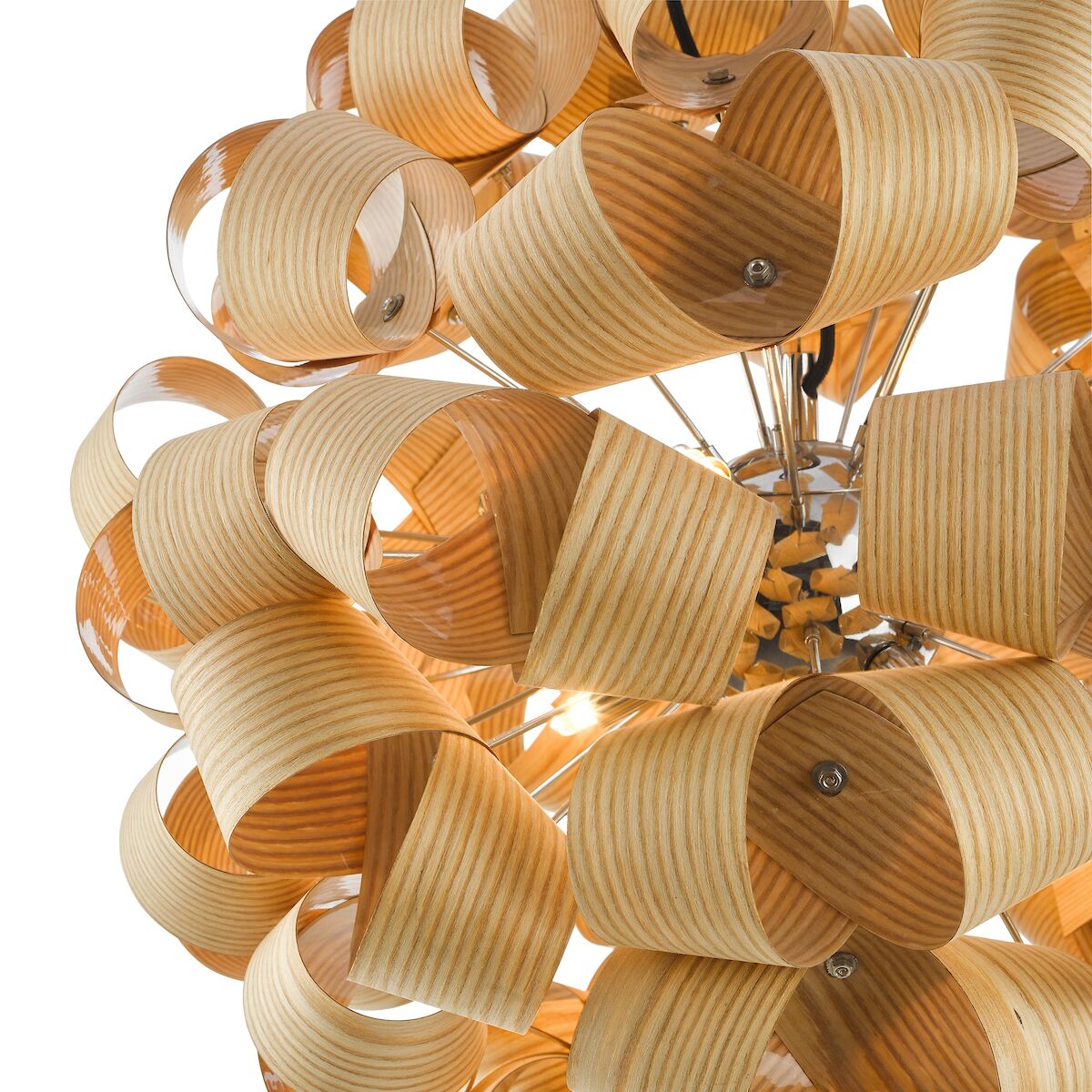 Ayna 6 Light Single Pendant Real Ash Veneer Satin Nickel<br> - Image 3
