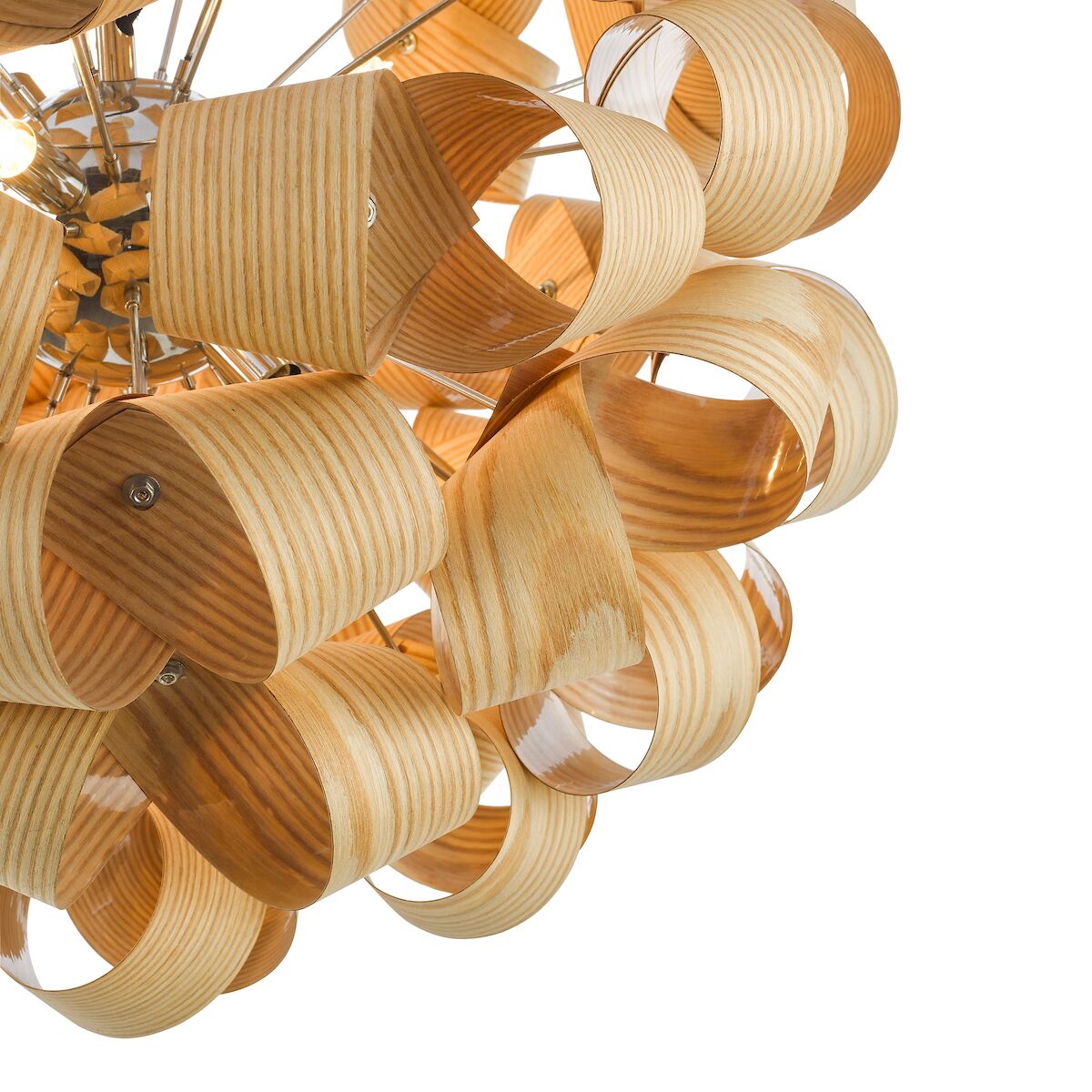 Ayna 6 Light Single Pendant Real Ash Veneer Satin Nickel<br> - Image 5