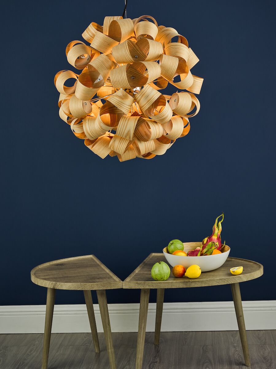 Ayna 6 Light Single Pendant Real Ash Veneer Satin Nickel<br> - Image 7