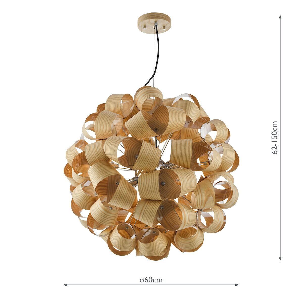 Ayna 6 Light Single Pendant Real Ash Veneer Satin Nickel<br> - Image 8