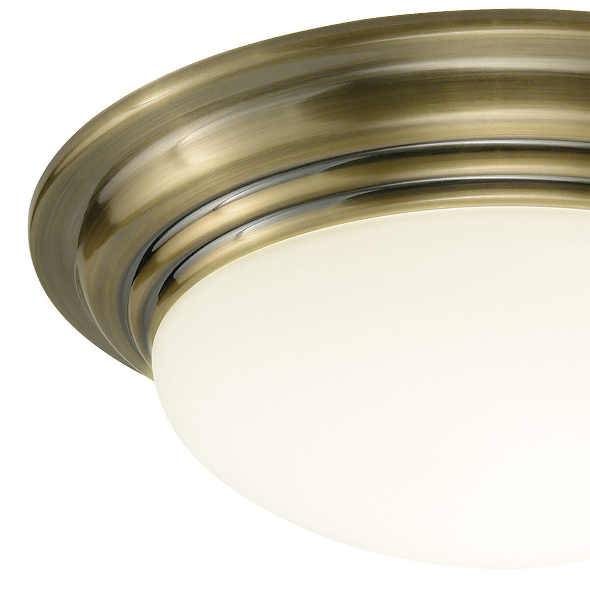 Barclay Large Bathroom Flush Antique Brass Opal Glass IP44<br>Antique Brass - Image 2