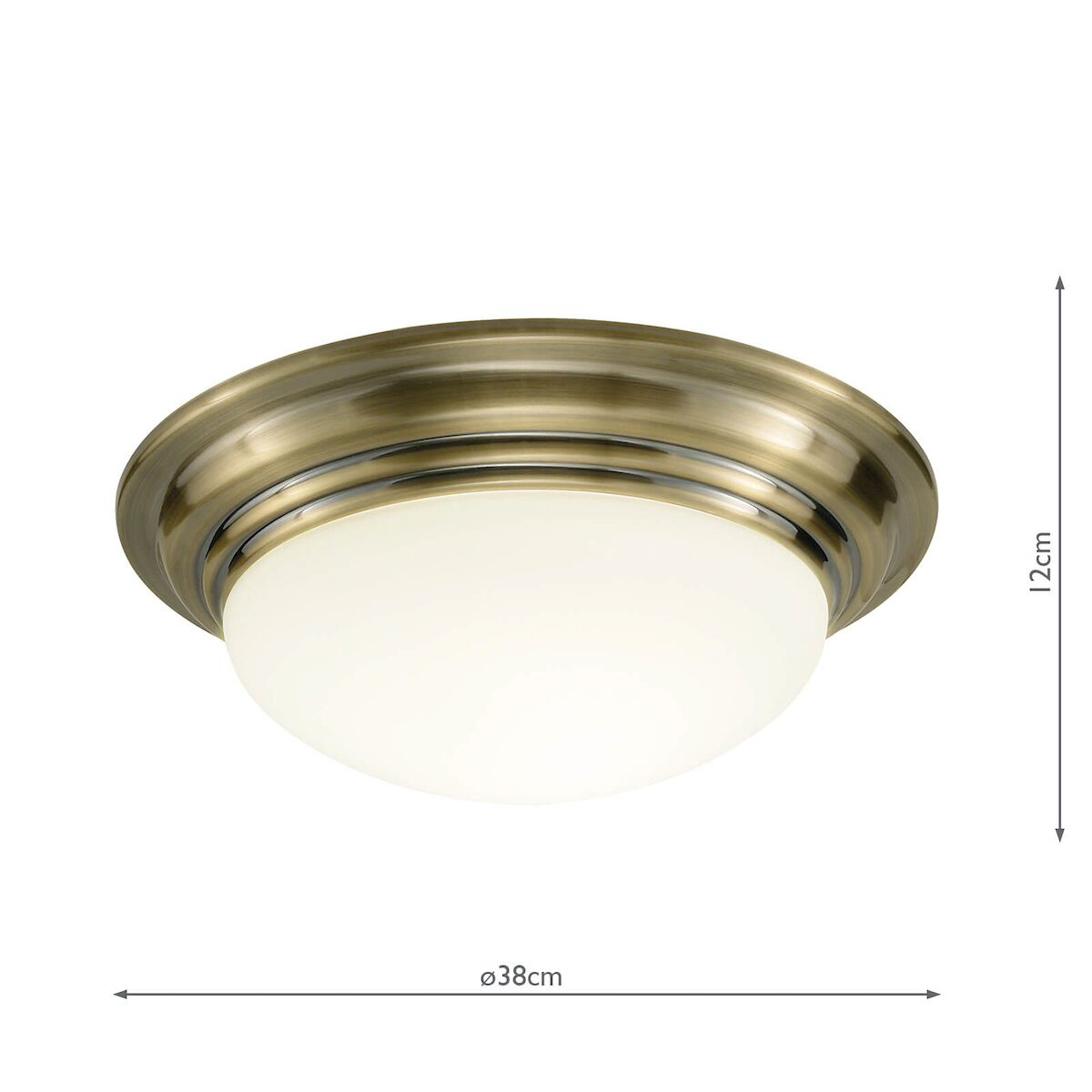 Barclay Large Bathroom Flush Antique Brass Opal Glass IP44<br>Antique Brass - Image 7
