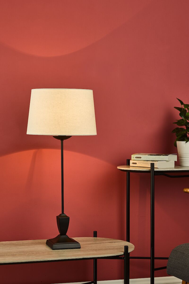 Bessa Table Lamp Satin Black With Shade <br>Satin Black - Image 6