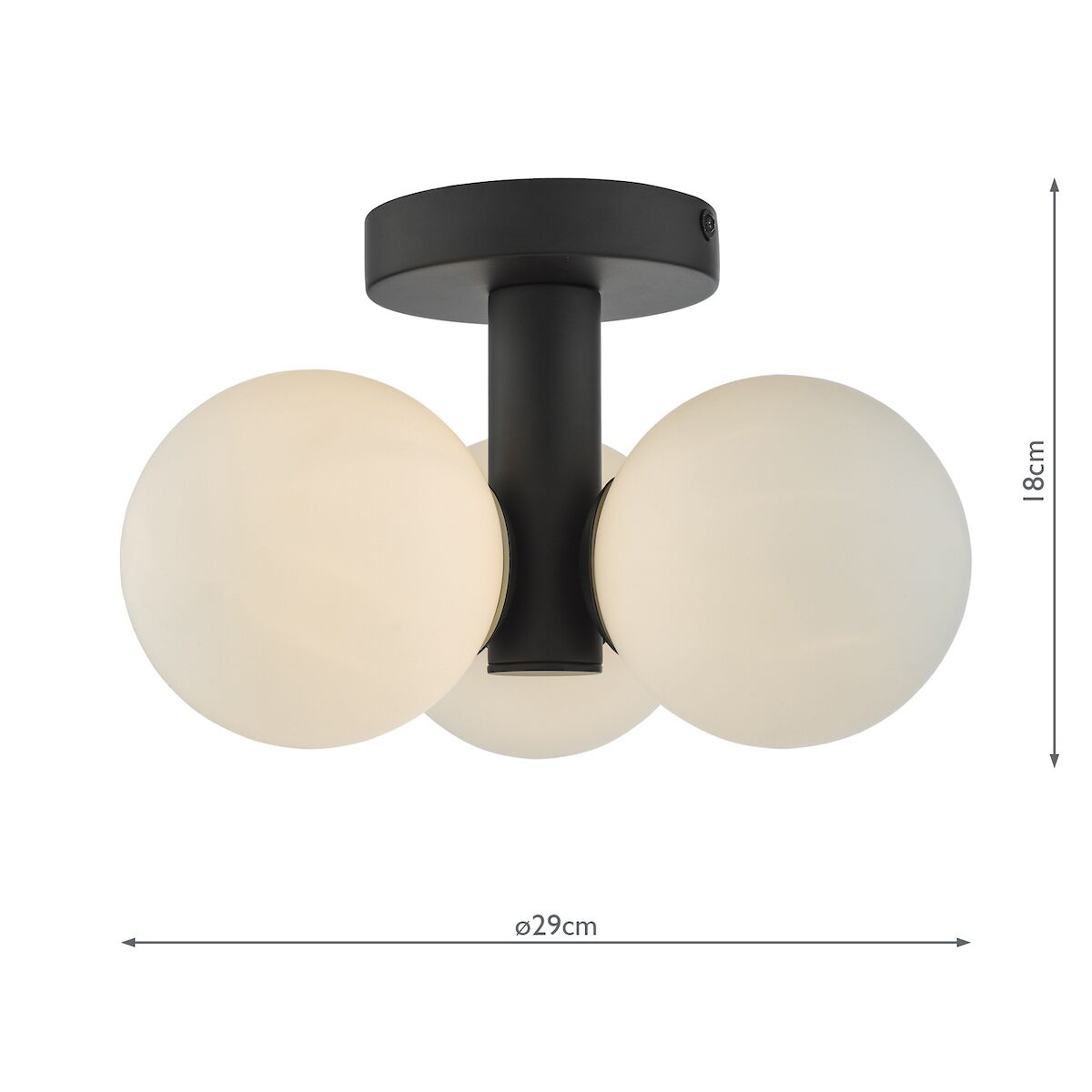 Blake Bathroom 3 Light Semi Flush Matt Black Opal Glass<br>Matt Black - Image 5