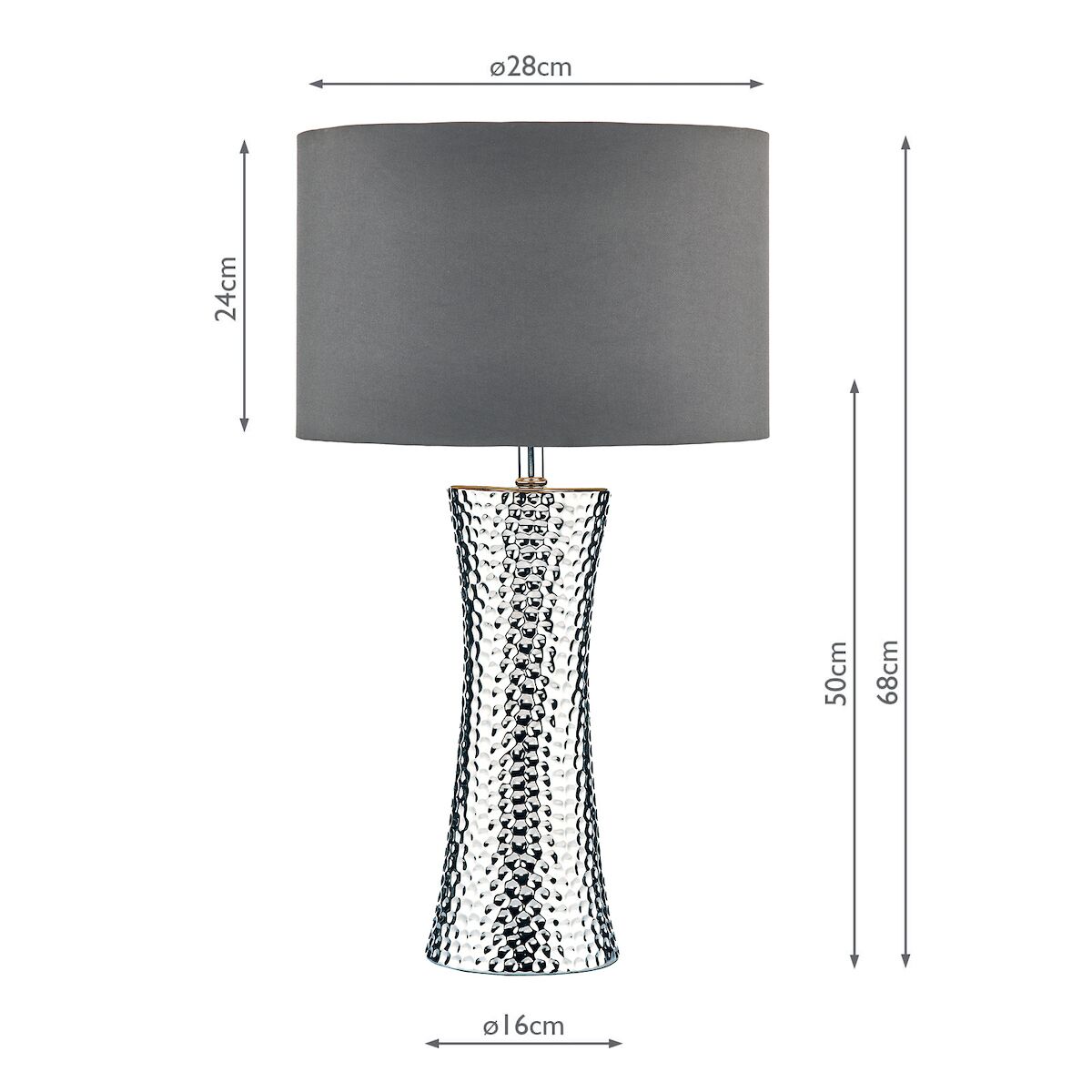 Bokara Table Lamp Silver With Shade <br>Silver Ceramic - Image 2