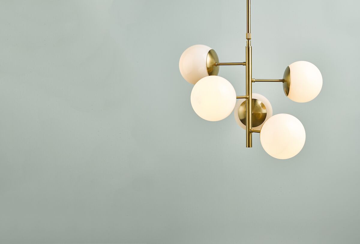 Bombazine 5 Light Pendant Natural Brass & Opal Glass<br>Natural Solid Brass - Image 7