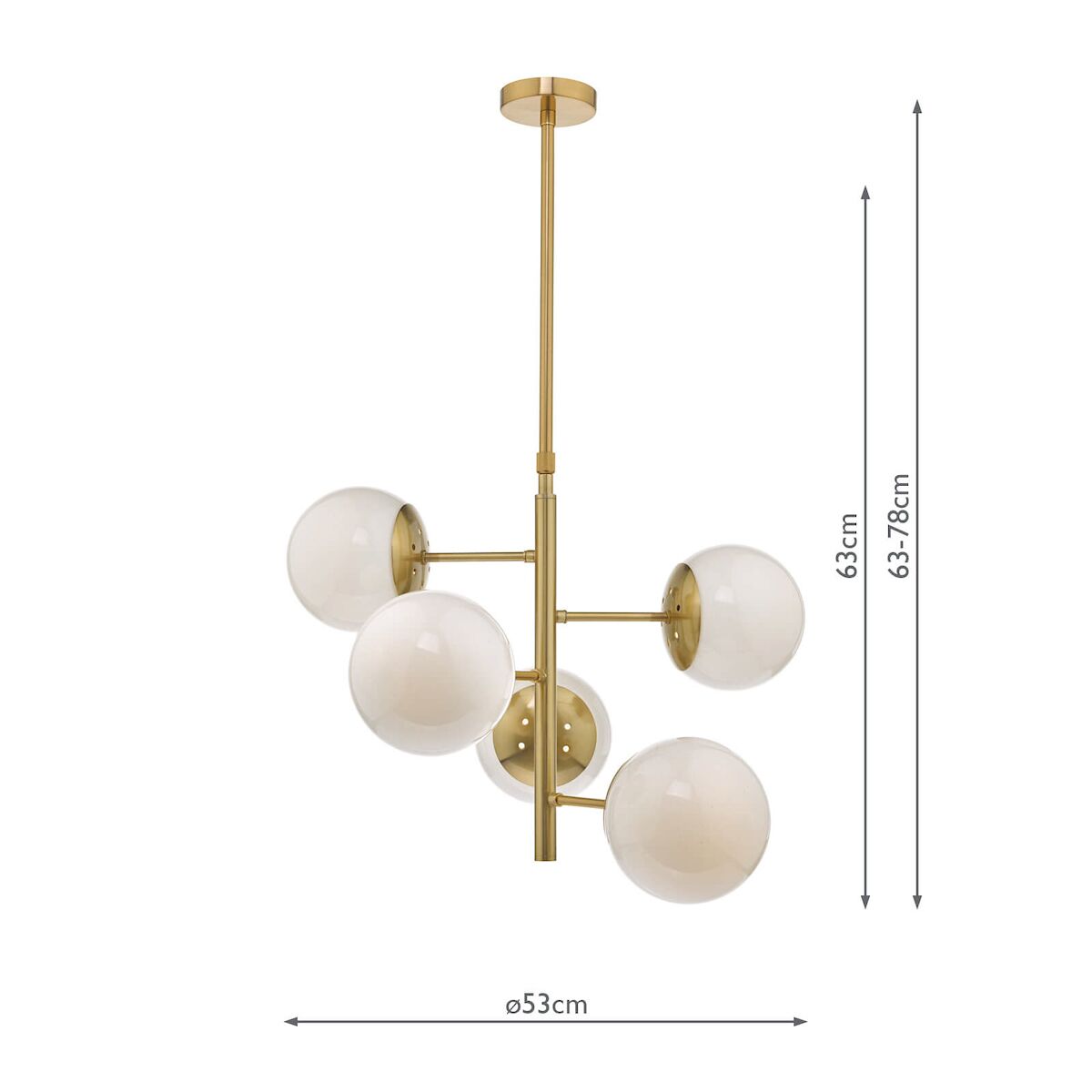 Bombazine 5 Light Pendant Natural Brass & Opal Glass<br>Natural Solid Brass - Image 9