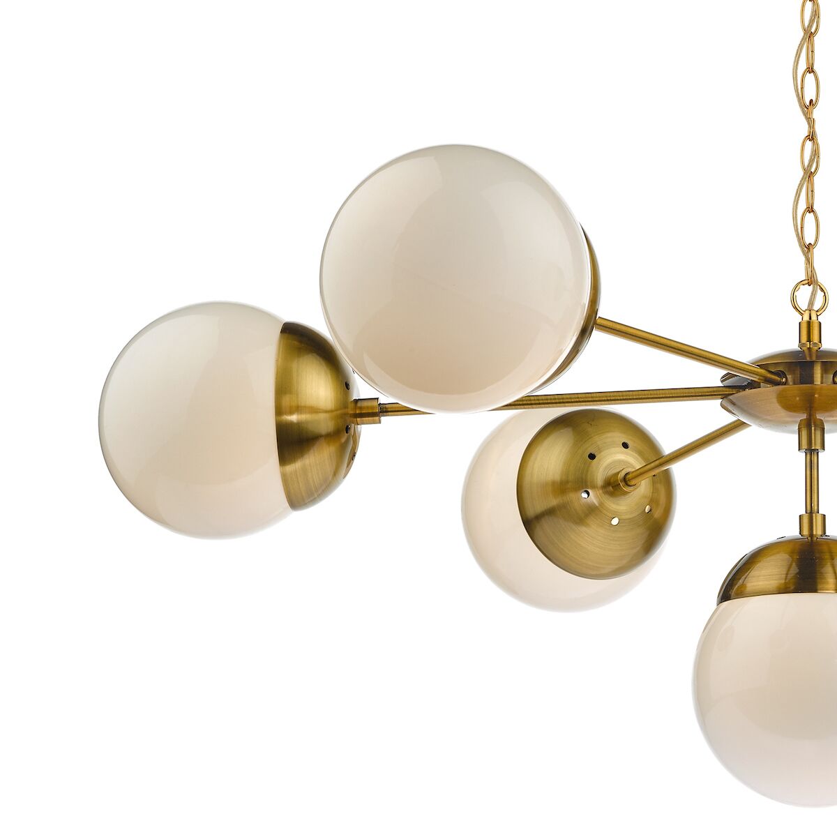 Bombazine 7 Light Pendant Natural Brass & White Opal Glass<br>Natural Solid Brass - Image 2