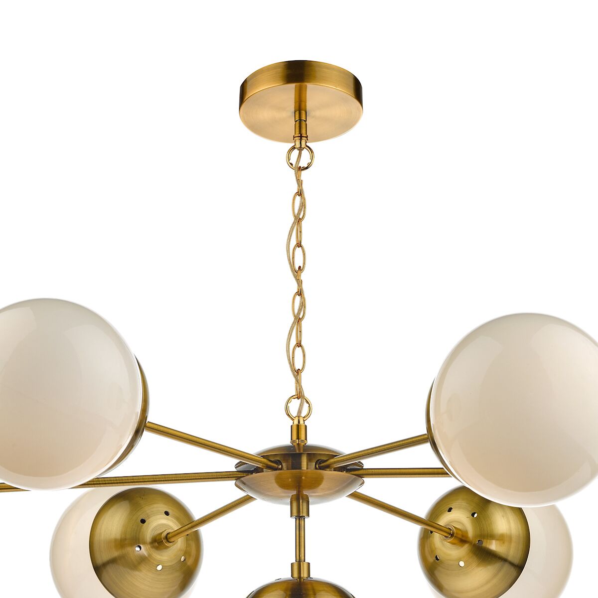 Bombazine 7 Light Pendant Natural Brass & White Opal Glass<br>Natural Solid Brass - Image 3