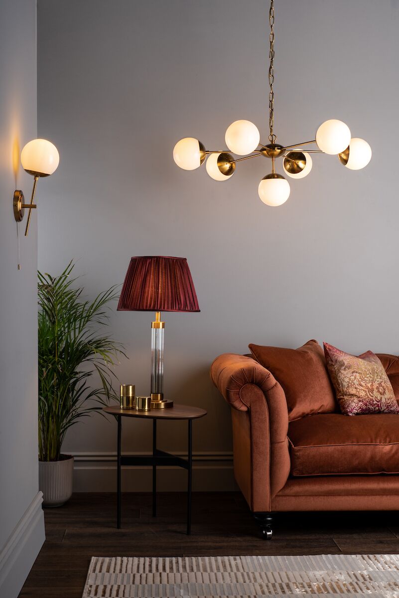 Bombazine 7 Light Pendant Natural Brass & White Opal Glass<br>Natural Solid Brass - Image 5