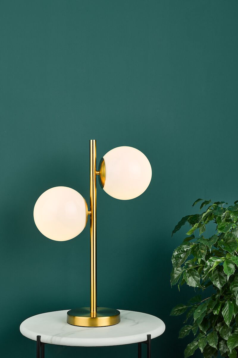 Bombazine 2 Light Table Lamp Natural Brass Opal Glass<br>Natural Solid Brass - Image 6