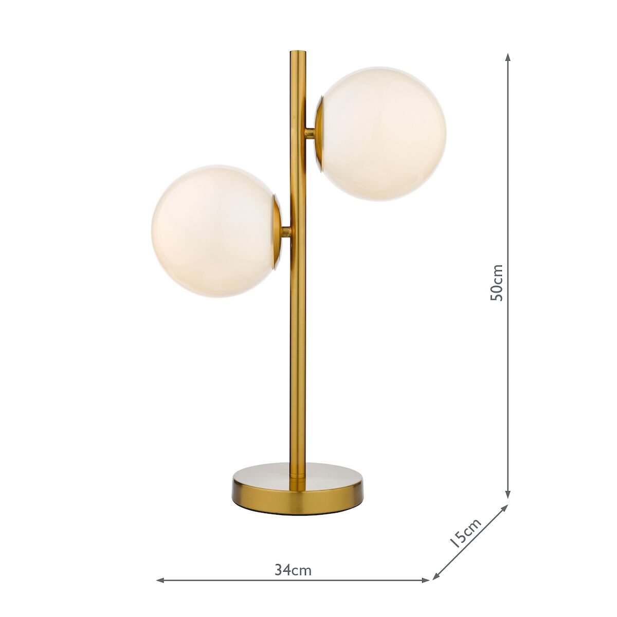 Bombazine 2 Light Table Lamp Natural Brass Opal Glass<br>Natural Solid Brass - Image 7