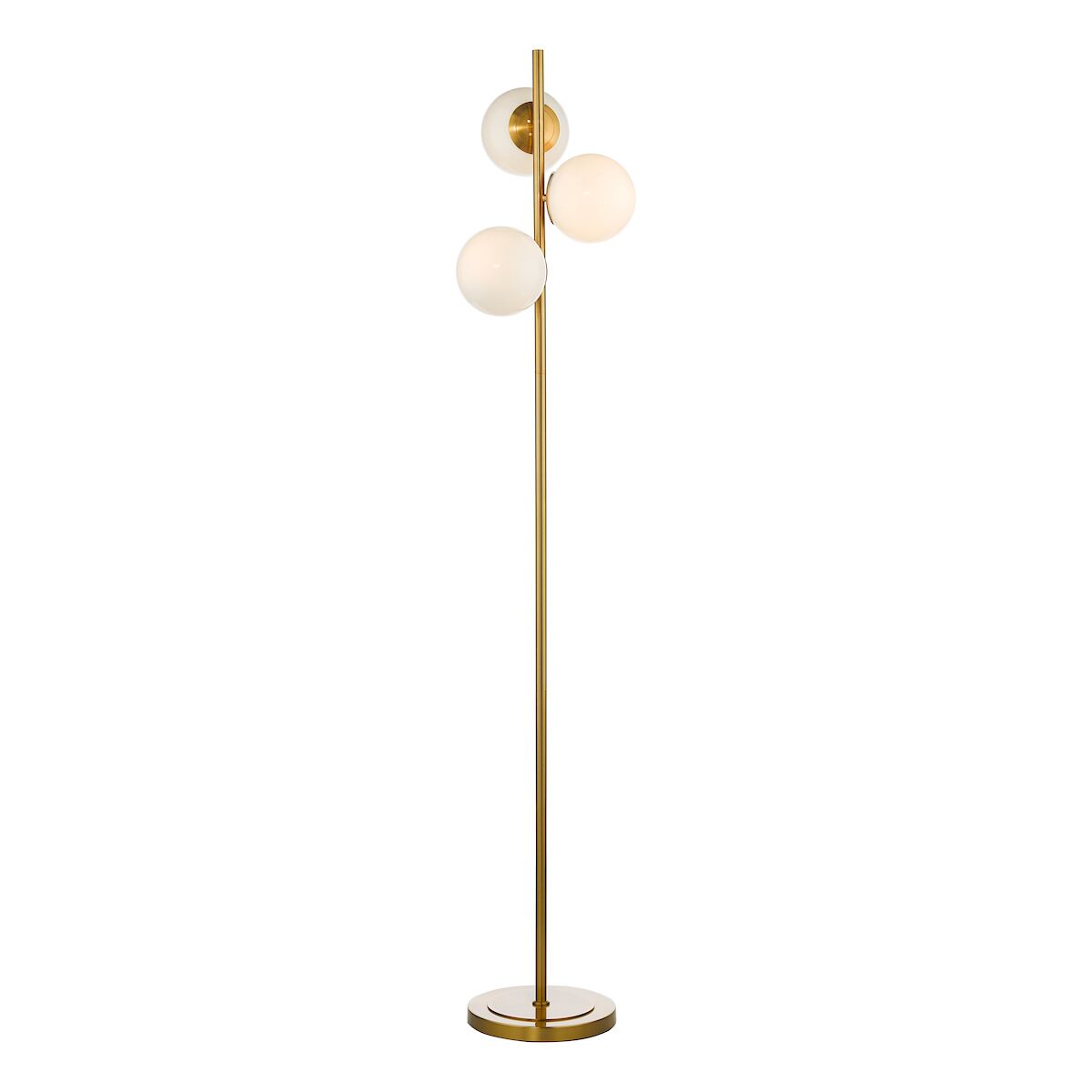 Bombazine 3 Light Floor Lamp Natural Brass Opal Glass<br>Natural Solid Brass
