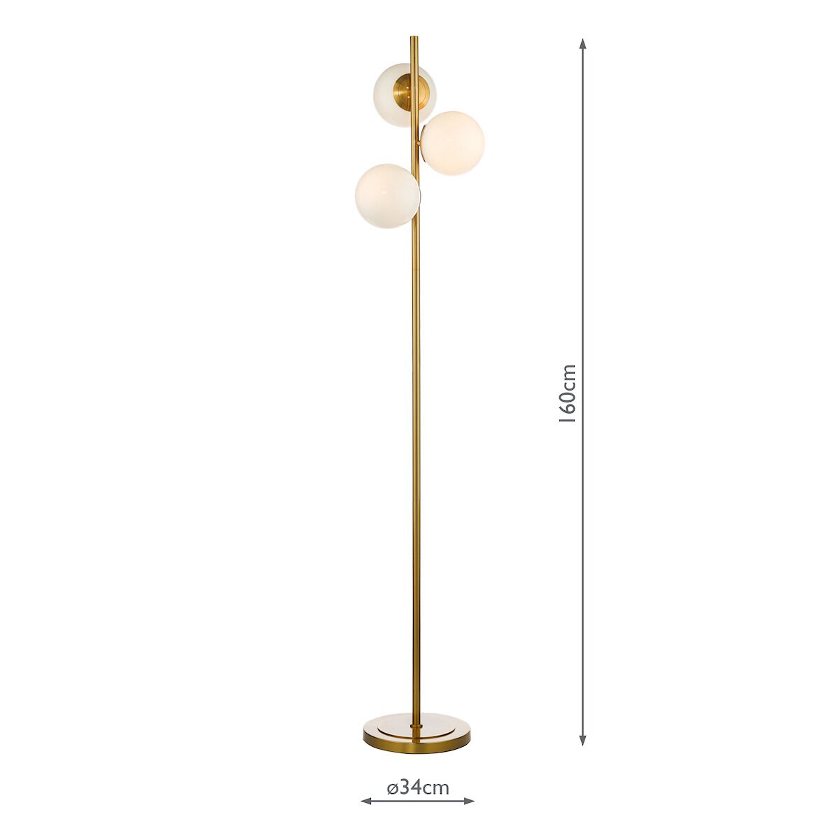 Bombazine 3 Light Floor Lamp Natural Brass Opal Glass<br>Natural Solid Brass - Image 6