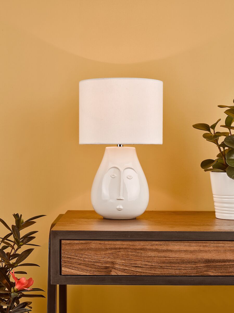Boris Table Lamp White Ceramic With Shade <br>White Ceramic - Image 4