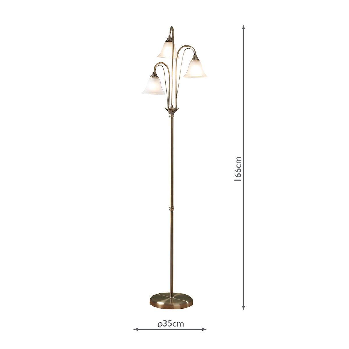 Boston 3 Light Floor Lamp Antique Brass Opaque Glass<br>Antique Brass - Image 8