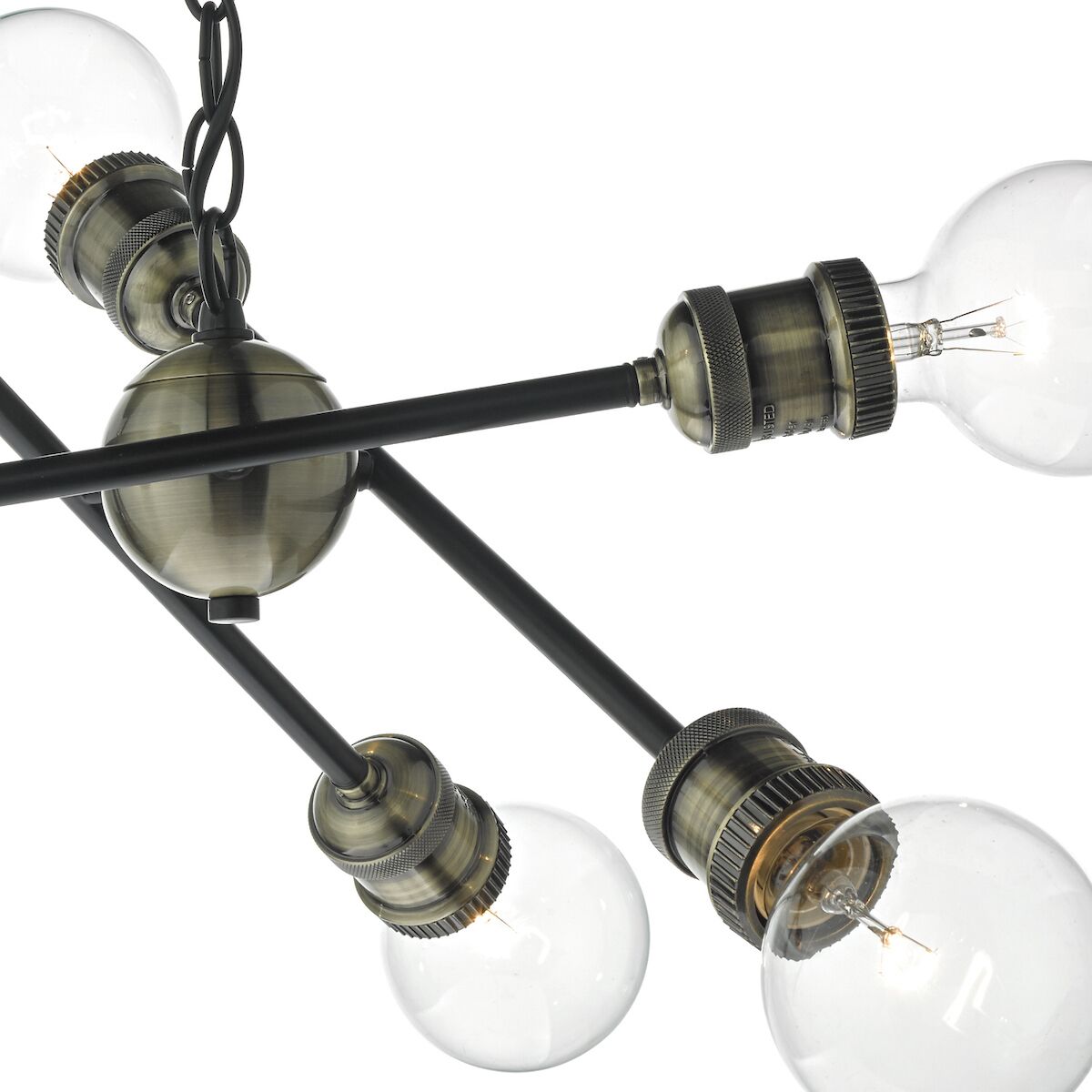 Brigade 6 Light Pendant Black & Antique Brass<br>Matt Black - Image 2