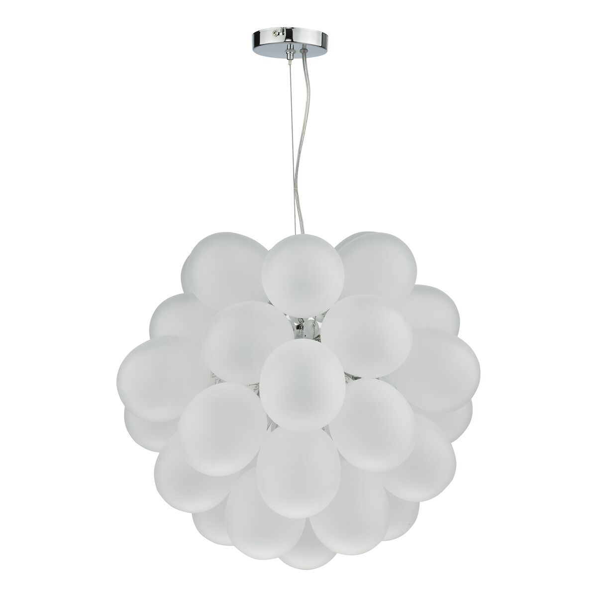 Bubbles 6 Light Pendant Polished Chrome Frosted Glass<br>White Frosted Glass - Image 2